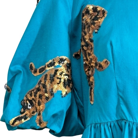 QUEEN OF SPARKLES - SIZE MED - THE LEAPIN’ LEOPARD BABYDOLL DRESS - EXC COND B20 - Picture 4 of 13